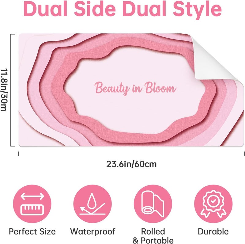 Aphlos Dual-Sided Waterproof Synthetic Leather Makeup Mat for Desk, Makeup Station, Crafts, Multi-Use Scratch & Stain Resistant Surface Protector Pad for Vanity, Desktop, Craft Table (Simple) - Image 4